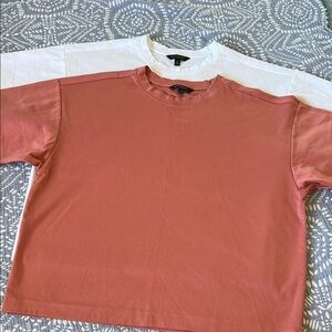 BANANA REPUBLIC Premium Cotton Boxy Fit Tee Lot of 2 White and Rust | L